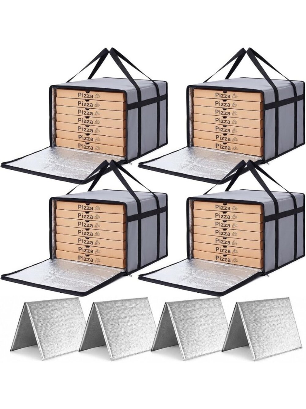 8 Pcs Insulated Pizza Delivery Bags - 20x20x14 Inch, Durable & Support Base